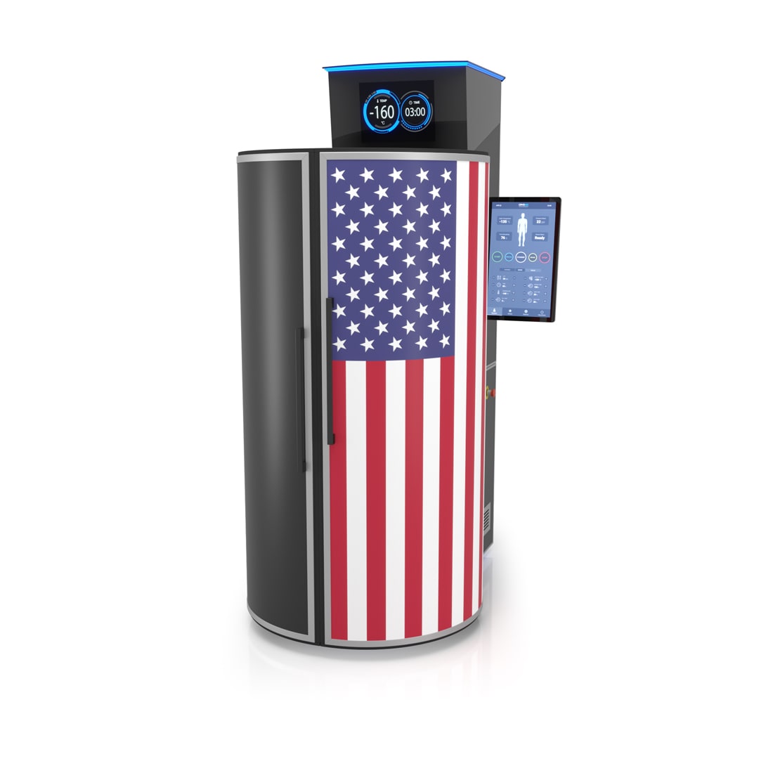 Đội ngũ CRYO XC™ Hoa Kỳ Thiết bị áp lạnh CRYO XC™ bên ngoài được tùy chỉnh theo hình cờ Hoa Kỳ